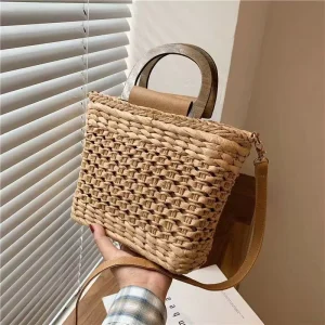 Summer Woven Straw Bags Women Handbags Female Hollow Shoulder Straw Bag Straw Beach Bag