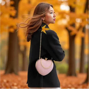 Synthetic Leather Chain Evening Bag Lightweight Clutch Purse for Women