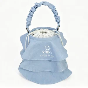 TEDDY ISLAND Custom Factory Ruffled Bucket Bag Women Drawstring Handbag Shoulder Bag For Daily Outing And Date