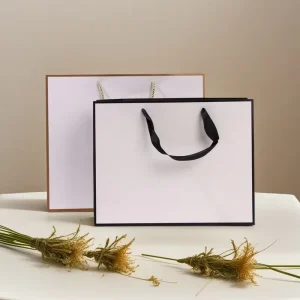 Thank You Retail Black Kraft Small White Paper Bags for Food Gift With Logo Branded Shopping Luxury