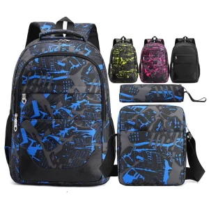 Three piece Large capacity Schoolbag Waterproof Backpack School Bags Set Laptop Backpack for Kids