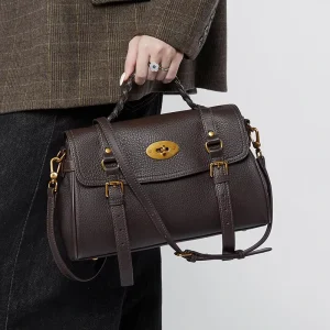 Top Grain Cowhide Vintage Waterproof Messenger Bag for Women Large Capacity Cross-Body Strap Autumn Work Bag