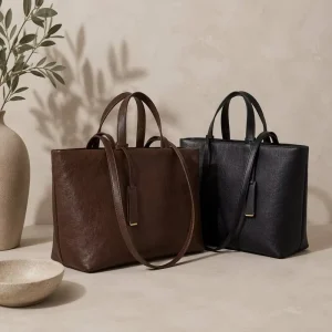 Top Grain Leather Genuine Women’s Tote Bags Vintage Autumn Large Capacity Waterproof Work Weekend Shoulder Purse College Travel