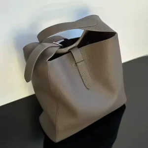 Top Grain Leather Women’s Shoulder Bag Large Capacity Bucket Bag Soft Genuine Leather Tote Bag for Ladies