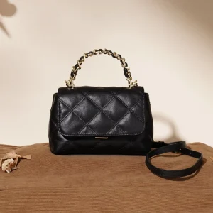 Top Layer Cowhide Quilted Stitched Bag New Versatile Genuine Leather Women Top Handle Crossbody Shoulder