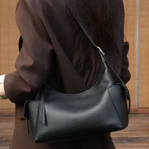 Top Layer Vegetable Tanned Cowhide Leisure Hobo Bag Single Shoulder Toast Bag Genuine Leather Large Capacity Women’s Casual Bag
