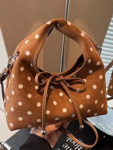 Tortoiseshell Rivet Bucket Cross Border Trend Women’s Handbag Smooth Lightweight Durable Soft Suede Handbag