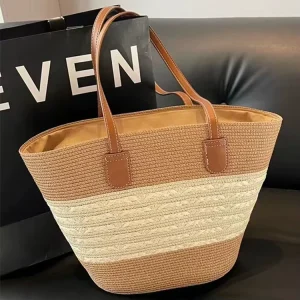 Tote Bag for Women Large Capacity Beach Vacation Handwoven Vacation Travel Straw Bag Handbag Handwoven Bag