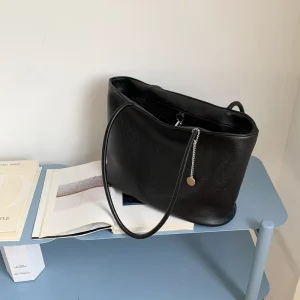 Tote Handbag Women’s Casual Simple Versatile Large Bag Solid Color Large Capacity Shoulder Bag