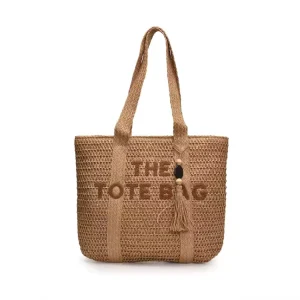 Travel Large Capacity Straw Tote Bag Women 250725 Model High End Handmade Woven Shoulder Open Solid Color Tassel Summer Beach