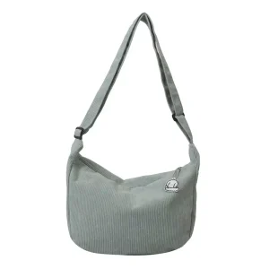 Trending Fashion Corduroy Cute Soft Crossbody Student Travel Shoulder Zipper Closure Women’s Hobo Bags