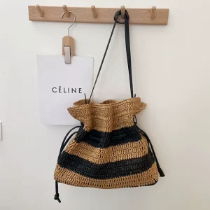 Trending Fashion Women High Quality Straw Tote Bag Large Capacity Portable Straw Shoulder Bag