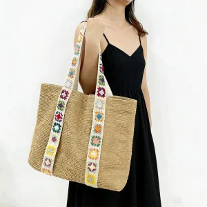 Trending High Quality Beach Straw Weave Tote Bag Large Capacity Women’s Shoulder Bag for Holiday
