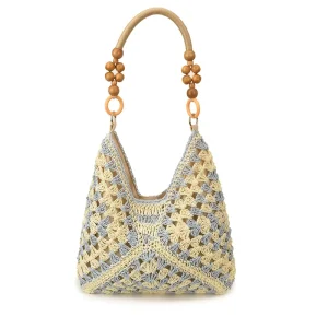 Trending Luxury Famous Brand Designed Seaside Beach Vacation Women’s Straw Bag Polyester Summer