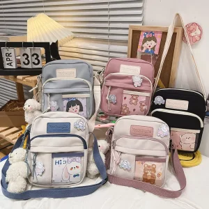 Trendy Japanese Small Cute Creative Transparent Waterproof Cartoon Student Crossbody Shoulder Bag Women Casual New