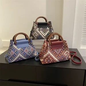 Trendy New Fashion Plaid Canvas Shoulder Bag Simple Elegant Crossbody Shoulder Handbag for Women
