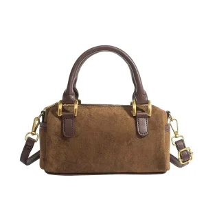 Trendy New Retro Suede Shoulder Crossbody Bag Pillow Bag Boston Handbag Women Bag