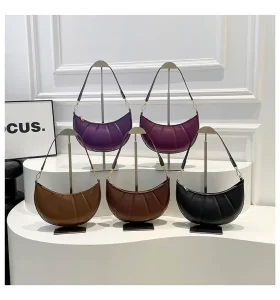 Trendy Solid Color Indentation Autumn Hobo Bags New Simple Shoulder Sac Portable Large Capacity Fashion Casual Women’s Hand Bag