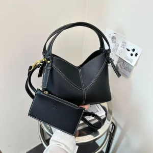 Trendy Stitch PU Leather Designer Shoulder Bag with Detachable Coin Purse Lightweight Crossbody Handbag for Women