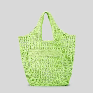 Trendy Straw Tote Bags Multi-colors Custom Logo Paper Straw Beach Bag Large Capacity Hollow Out Women Tote Outside for Ladies