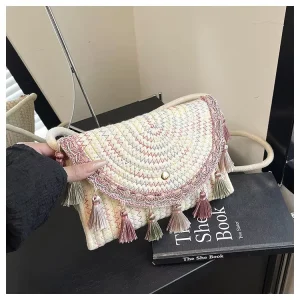 Trendy Urban Simplicity Summer Straw Woven Hand Bag Envelope Single Strap Shoulder Crossbody Saddle