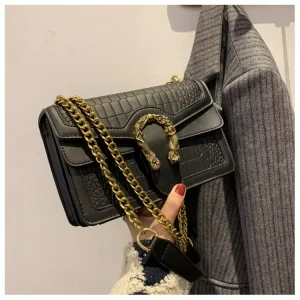 Trendy Women Fashion Quality Pu Chain Shoulder Plain Leather Ladies Bag Luxury