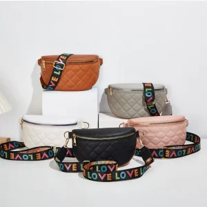 Trendy Women Sling Bum Crossbody Waist Belt Bag Pu Quilted Waist Bag Vegan Leather Fanny Pack