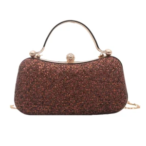 Trendy Womens Bag Exquisite Texture Simple Stylish Small Bag Lock Closure Shoulder Chain Crossbody Bag
