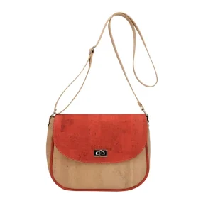 Two Tone Portuguese Cork Crossbody Bag for Women Mini Vintage Adjustable Strap Lightweight Eco Friendly Purse