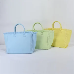 USA Warehouse Free Shipping High Quality Thick Canvas Tote Bag Women Summer Beach Tote Bag Tassel Fringe Bag