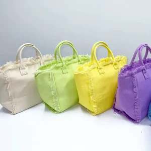 USA Warehouse Free Shipping Mixed 6 Colors High Quality Zippered Tote Bag Heavy Canvas Beach Bag Handbag Tote