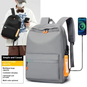 USB Charging Lightweight Sports Backpack Large Capacity Waterproof Laptop Backpack Bag Students Trendy Zipper Closure Travel Bag