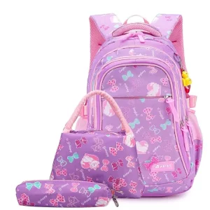 Ultra Light Fashion Waterproof Zipper School Backpack Set for Middle Primary Students Korean Children’s Dual Shoulder Bag Nylon