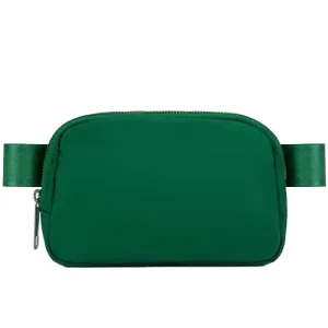 Unisex Adjustable Nylon Waist Pack Waterproof Fanny Pack with Zipper Closure Crossbody Bag for Men Women Featuring Belt Pattern