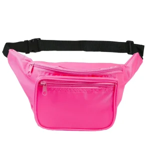 Unisex Adjustable Waist Bag Stock Neon Color Sport Fanny Pack 3 Zippers Nylon Outdoor Fitness Belt Bag PU Material Logo