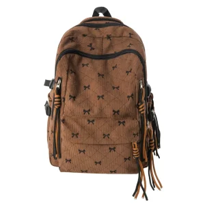 Unisex Cartoon Pattern Corduroy Backpack 36 56L Large Capacity Casual Fashion School Travel Bag Zipper Closure Polyester Lining