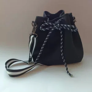 Unisex Crossbody Bags Drawstring Closure Crossbody Straps Shoulder Bucket Large Capacity Bows Pattern Polyester