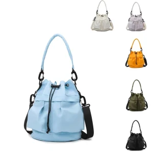 Unisex Custom Bucket Bag Purses Women’s Drawstring Cross Body Messenger Detachable Leather Straps Fashionable Oxford Material