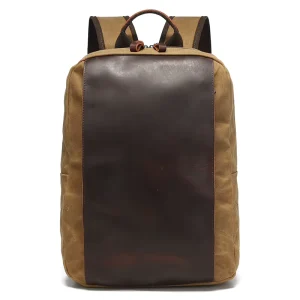 Unisex European American Retro Style Backpack Outdoor Sports Travel Bag Waxed Canvas Waterproof Laptop Bag Curved Shoulder
