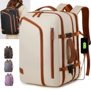 Unisex Large Capacity Waterproof Oxford Laptop Backpack USB Port Multi Functional Expandable Travel Bag Zipper Fashionable