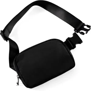 Unisex Mini Nylon Waist Bag with Adjustable Strap for Workout Running Traveling Hiking Black