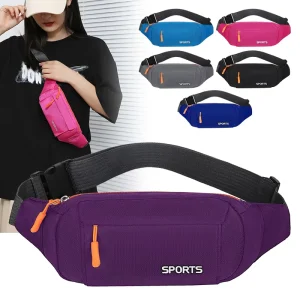 Unisex Nylon Zipper Closure Ultra-light Wear-resistant Waist Bag for Outdoor Sports