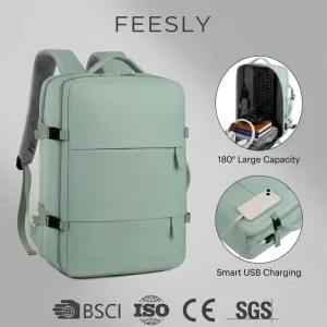 Unisex Oxford Waterproof Large Capacity Multi-functional Travel Laptop Backpack USB Port Geometric for Students Luggage