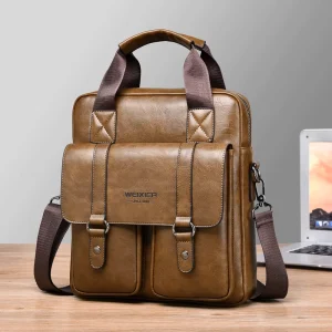 Unisex PU Leather Men Business Handbag Briefcase Bag Suitcase for Businessmen Soft Handbag Messenger Bag