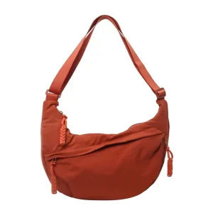 Unisex Retro Nylon Hobo Bag with Zipper Closure Slouchy Design Corduroy Shoulder & Crossbody Strap