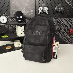 Unisex Trendy Cool Stylish Simple Casual Large Capacity Nylon Oxford Middle High School College Students Zipper Backpack