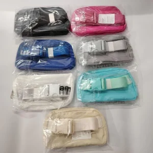 Unisex Vintage Sport Style Fanny Pack Letter Pattern Waist Belt Sling Bag with Adjustable Zipper Closure Ribbon Logo Water Proof