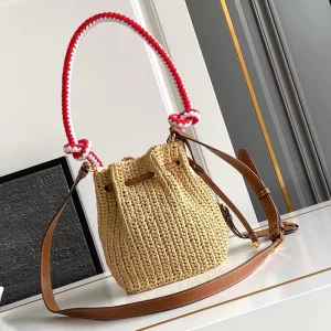 Vacation Beach Bag Handmade Lafite Grass Weaving Handheld Crossbody Bucket Bag Travel Bag Ladies Bag Handbags for Women Luxury
