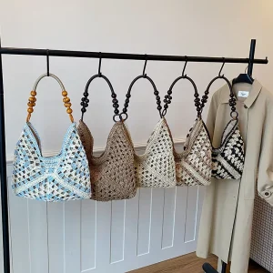 Vacation Large Capacity Fashion Handmade Luxury Straw Tote Bag Crochet Beach Bag