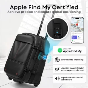 Vacuum Backpack with Built-in Pump Luggage Rolling Wheeled Anti Theft Laptop Backpack USB Port Travel Vacuum